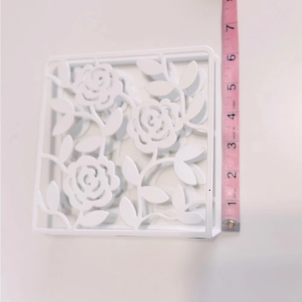 IKEA LIKSIDIG *Discontinued* Metal White Floral Napkin or Office Envelope Holder